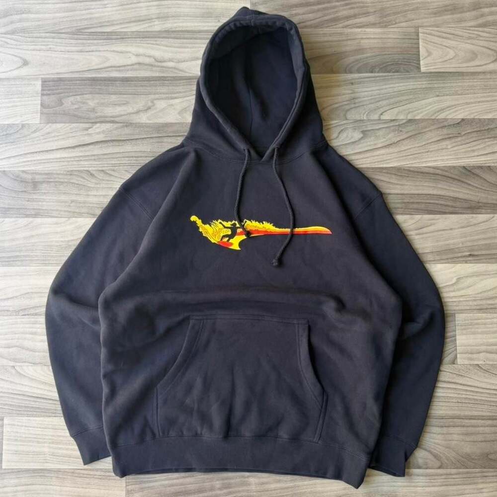 Vintage Y2K Surf Black Graphic Hoodie